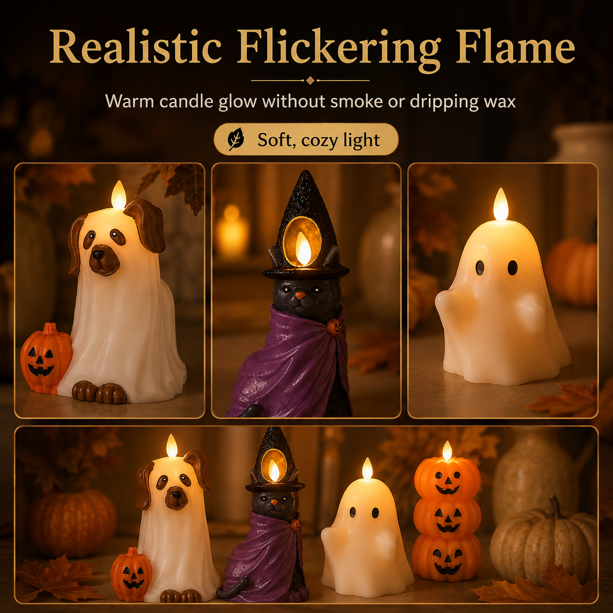 Halloween Flameless Candle with Flickering Flame