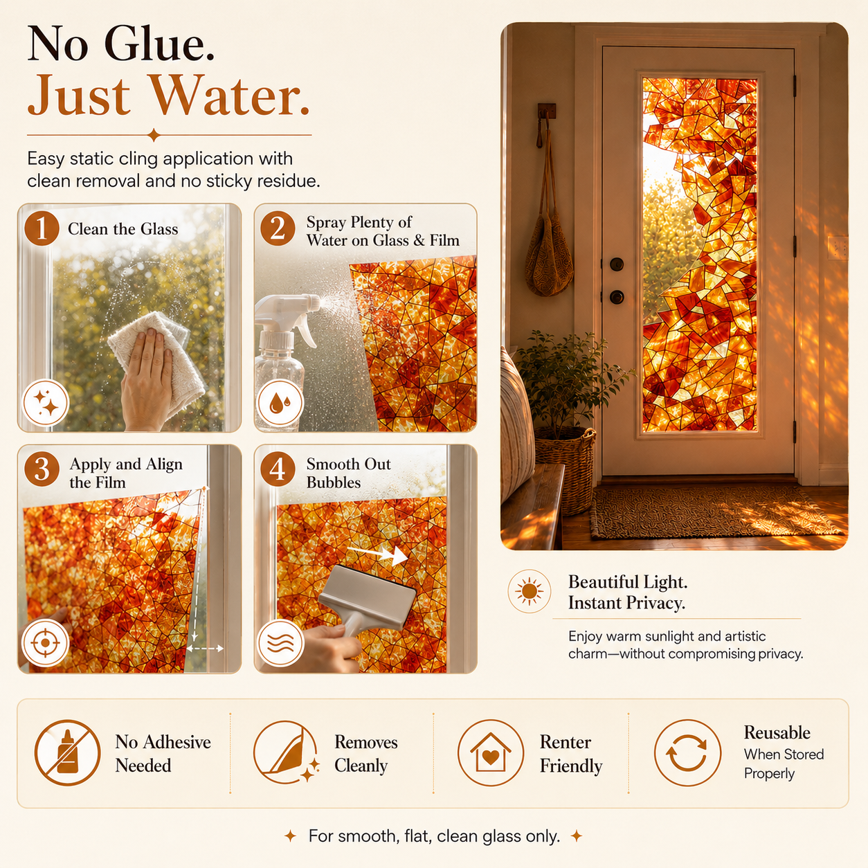 Amber Stained Glass Window Film