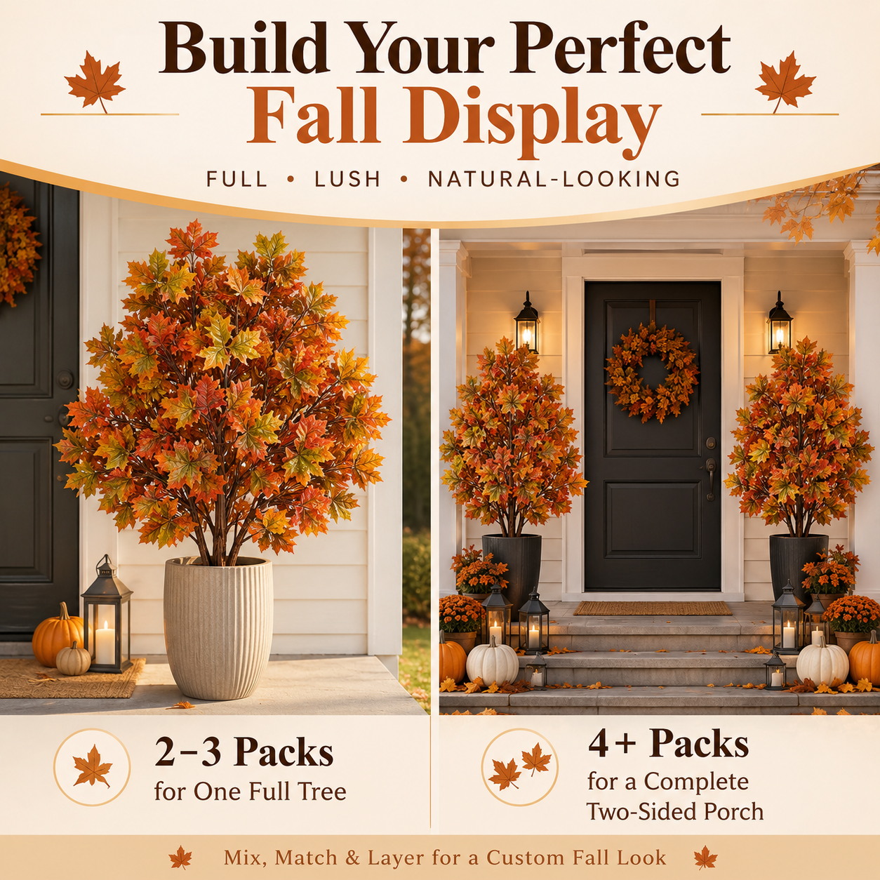 Artificial Fall Maple Leaf Stems