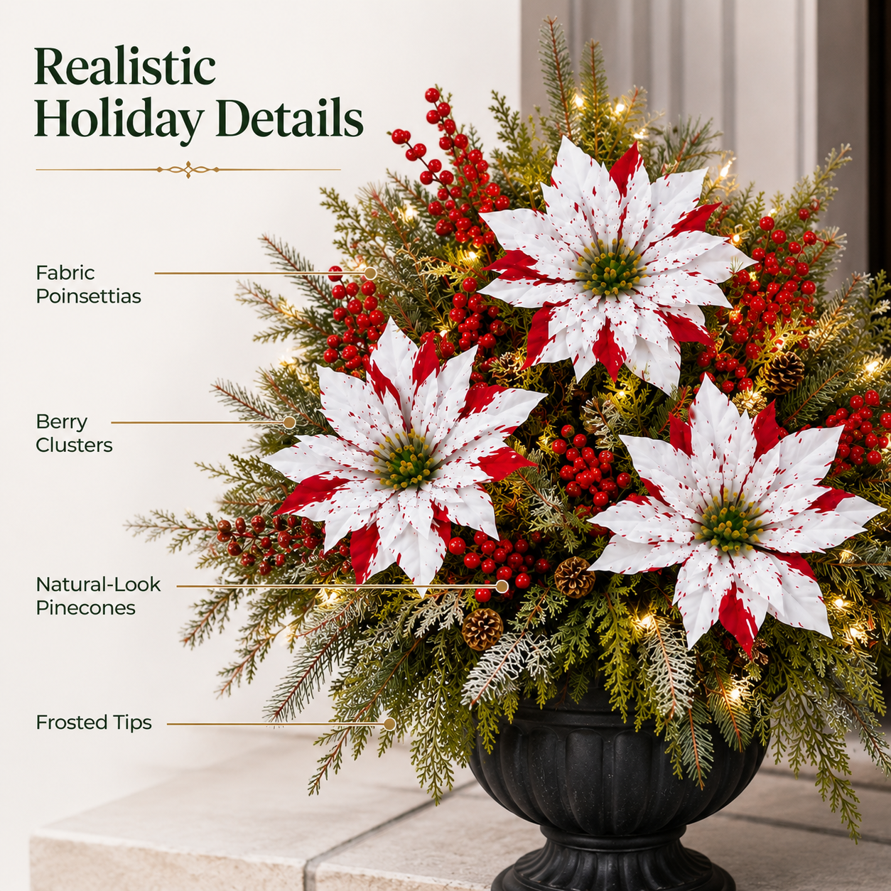 Pre-Lit Poinsettia Artificial Christmas Urn Filler