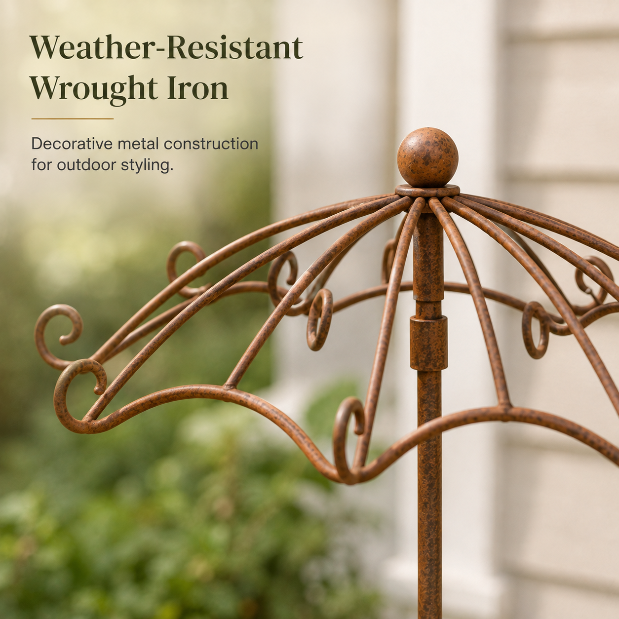 Vintage Wrought Iron Umbrella Garden Trellis