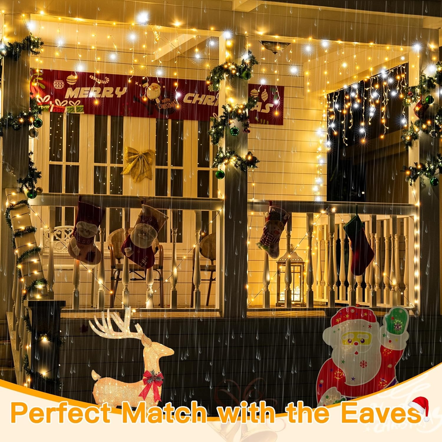 Icicle Lights for Outside 486LED with Remote 8Modes Timers Waterproof, Plug in Connectable