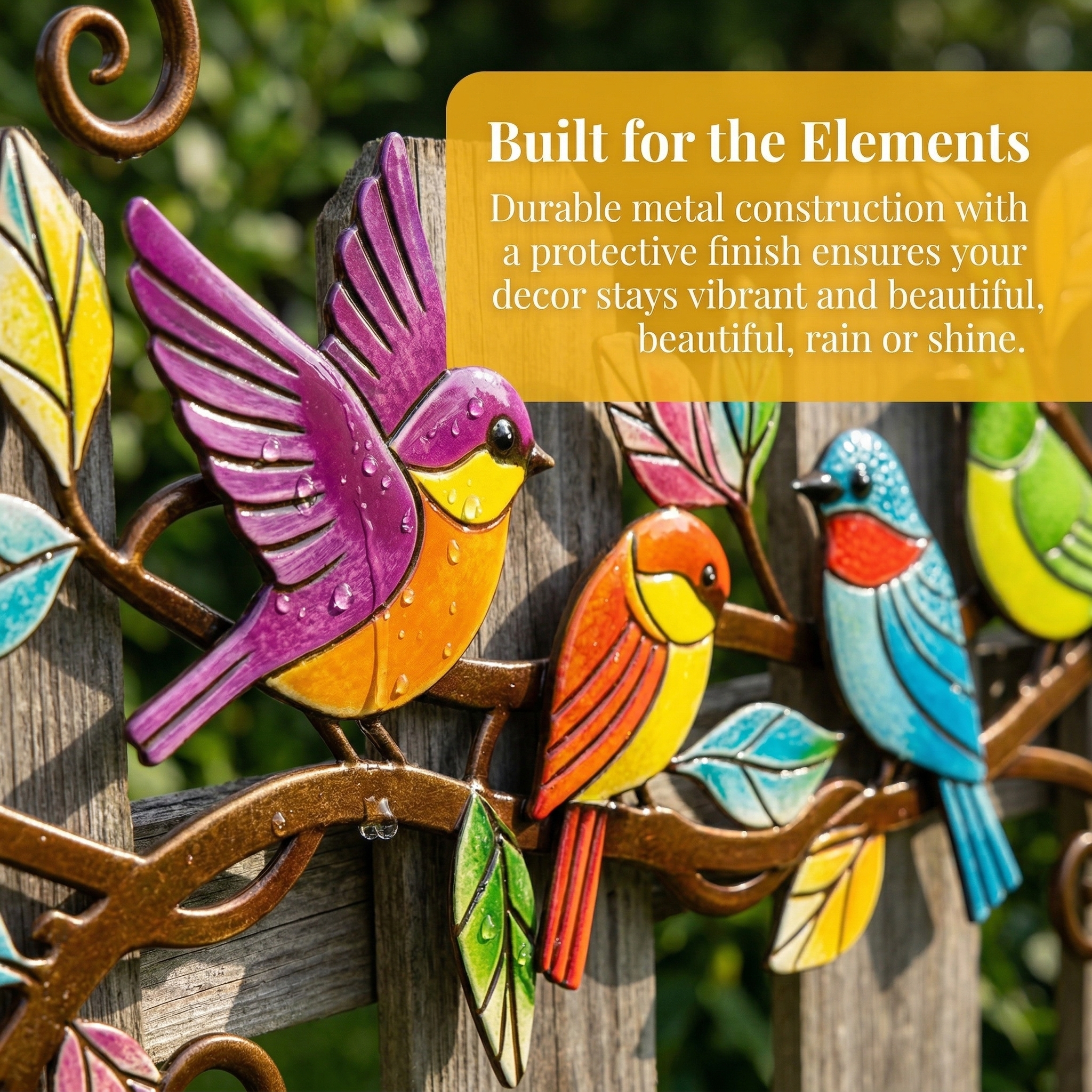 Colorful Metal Bird Wall Decor for Outdoor Patio