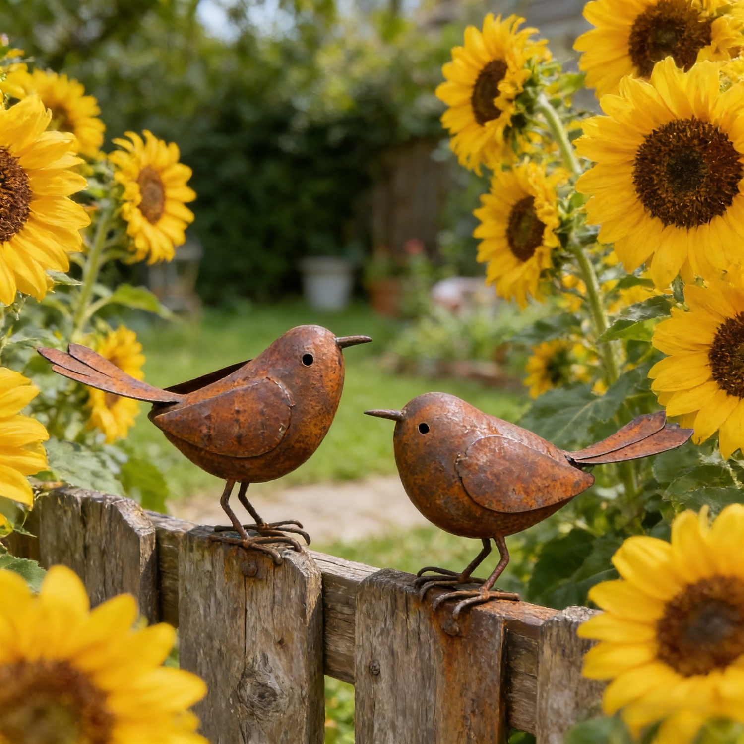 Handcrafted Rustic Metal Bird Garden Decor