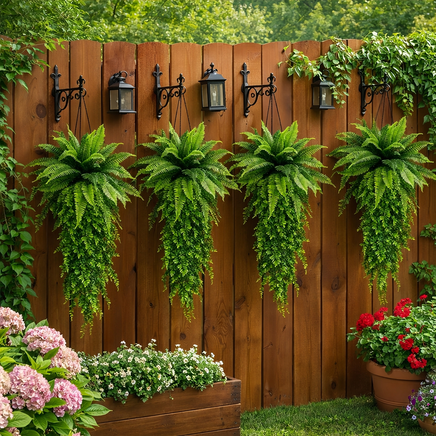 Large Artificial Boston Fern Hanging Plants