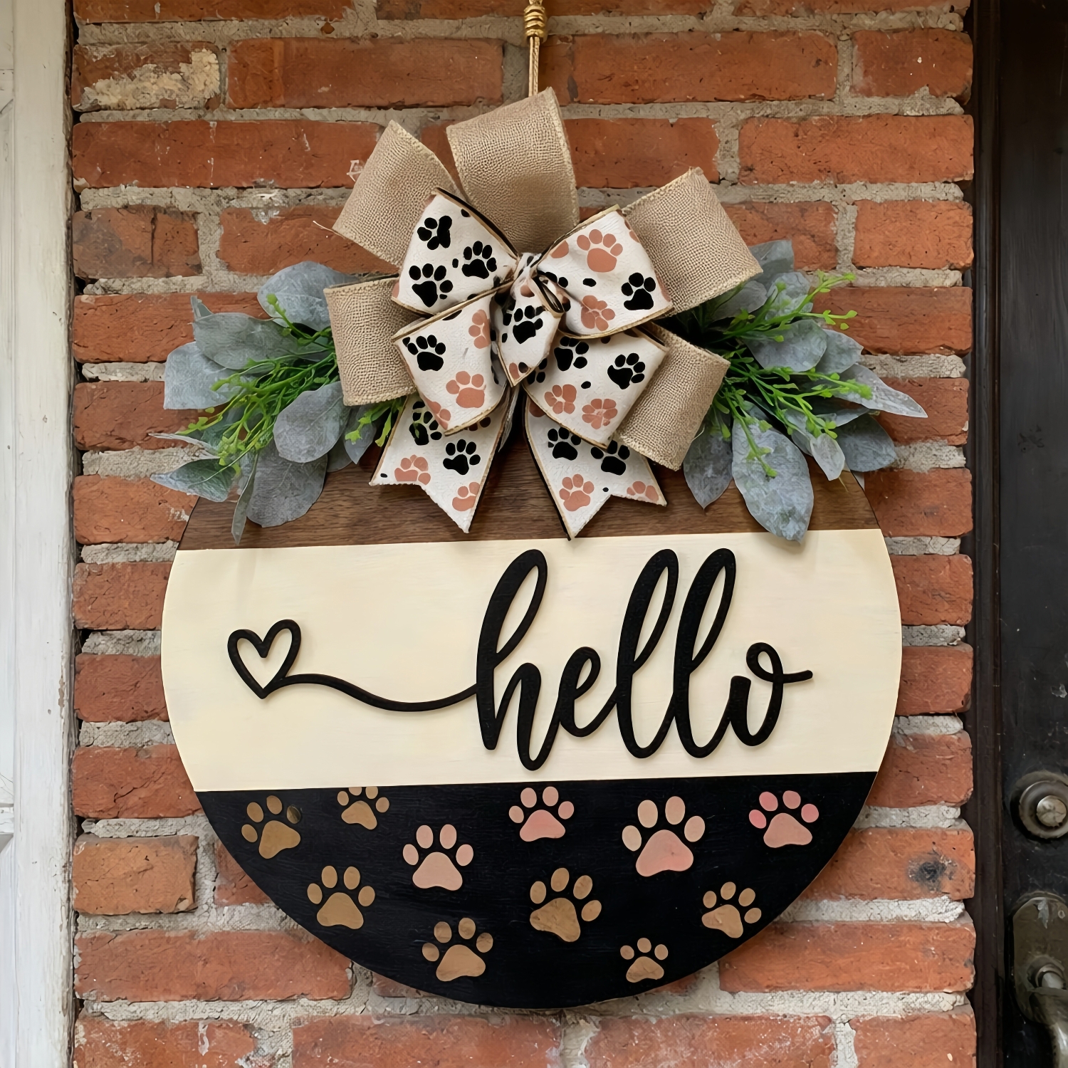 Hello Leopard Print Welcome Door Hanger