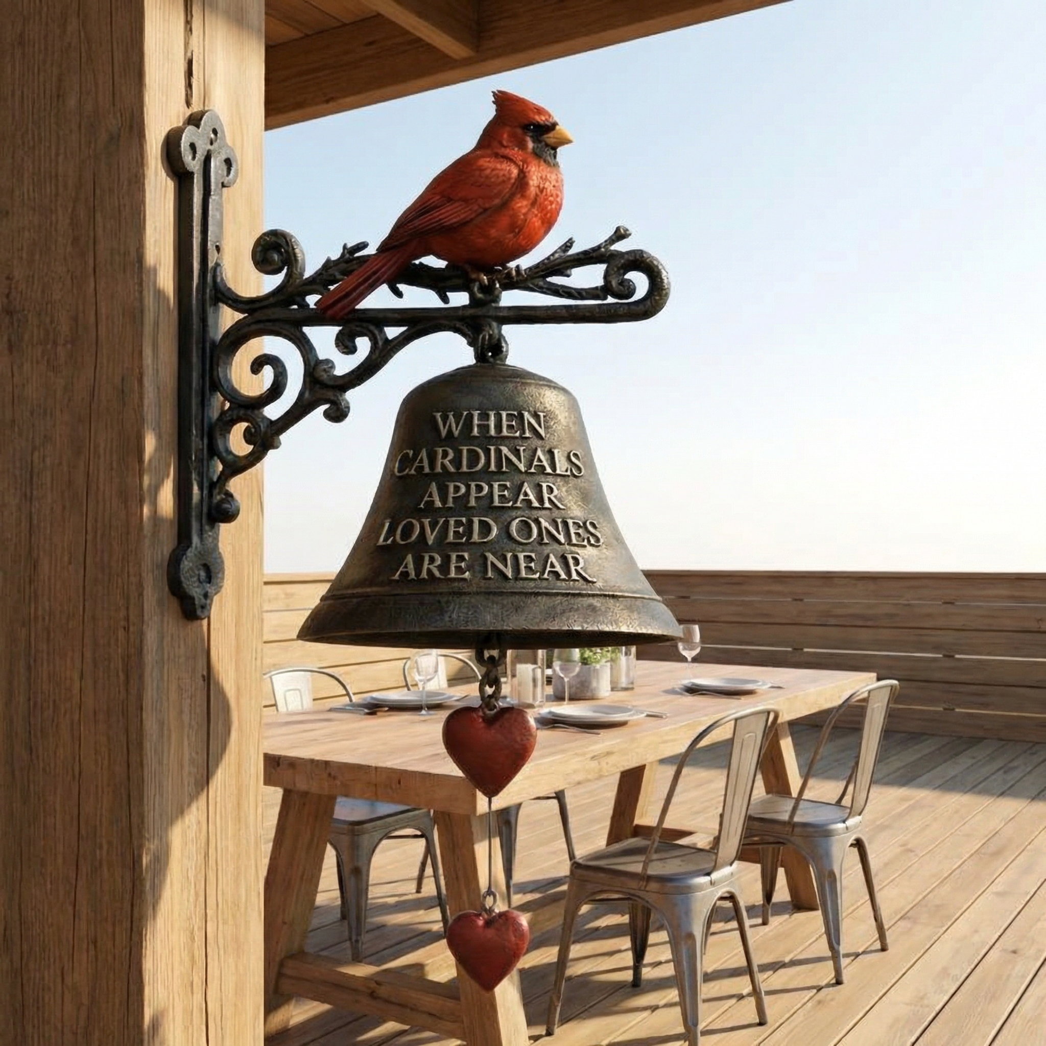 Cardinal Memorial Garden Bells – Outdoor Garden Sympathy Chime for Porch, Patio & Yard Décor