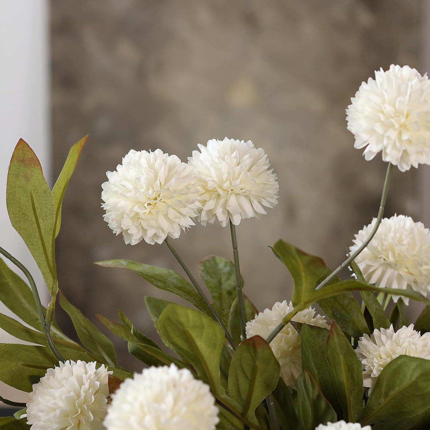 Faux Silk Pom Pom Mum Stems