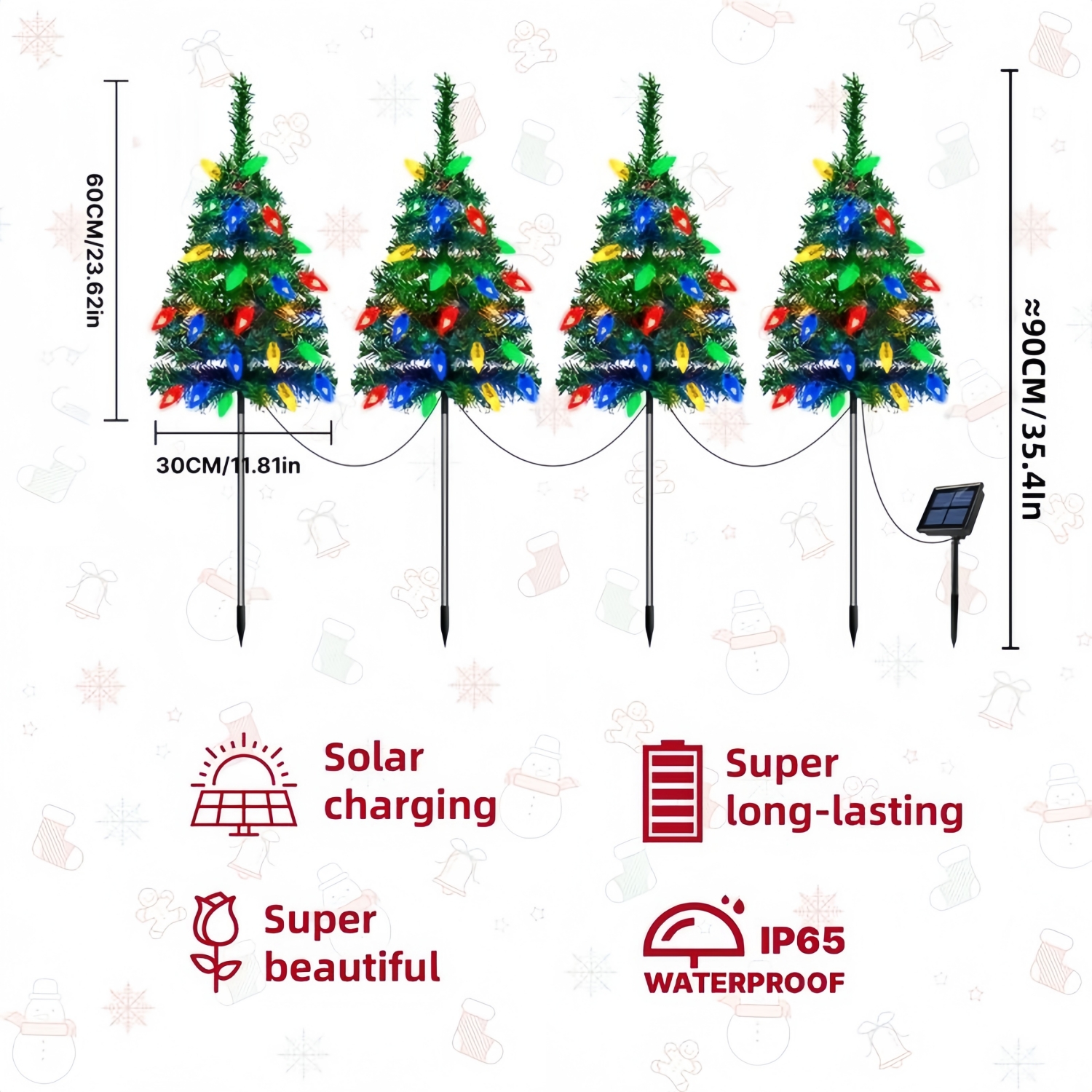Solar Powered Christmas Tree with 20 LED Strawberry Lights