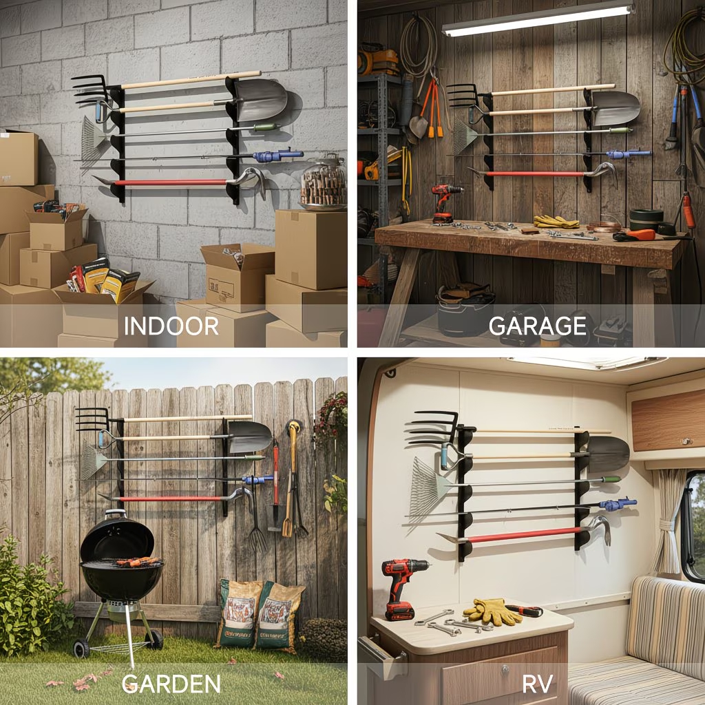 Heavy Duty Wall Mounted Garden Tool Organizer Rack
