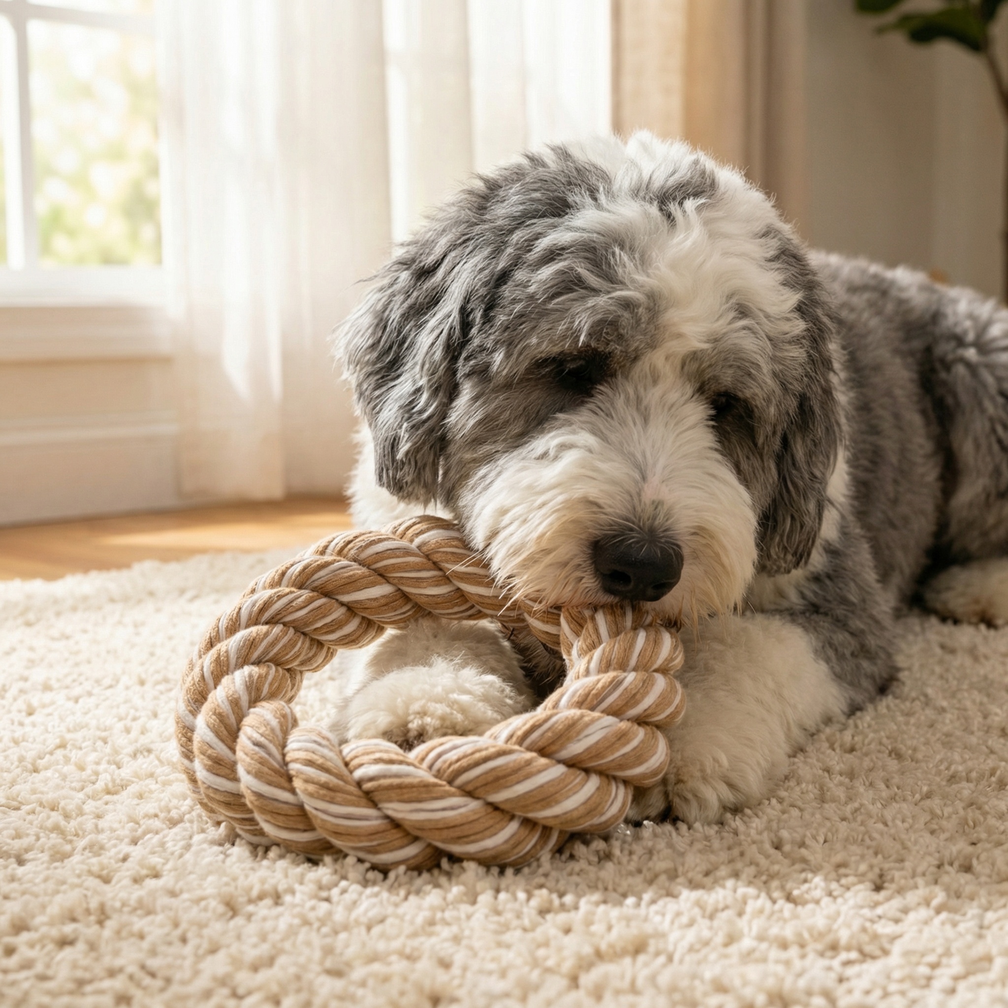 Heavy-Duty Braided Rope Knot Ring Dog Chew Toy