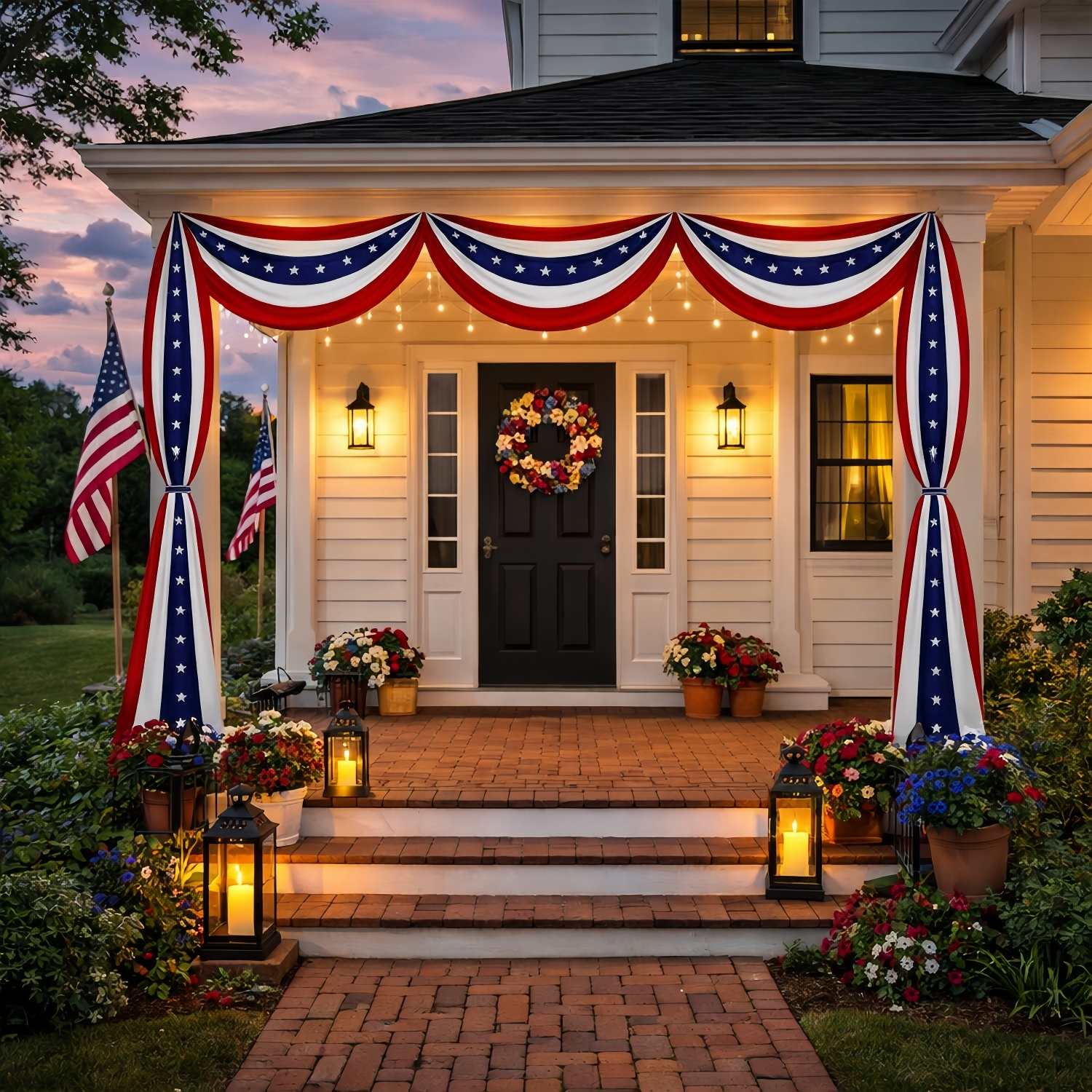 236" Patriotic USA Banner – 250th Anniversary Red White Blue Bunting, Independence Day Outdoor Porch & Fence Decoration