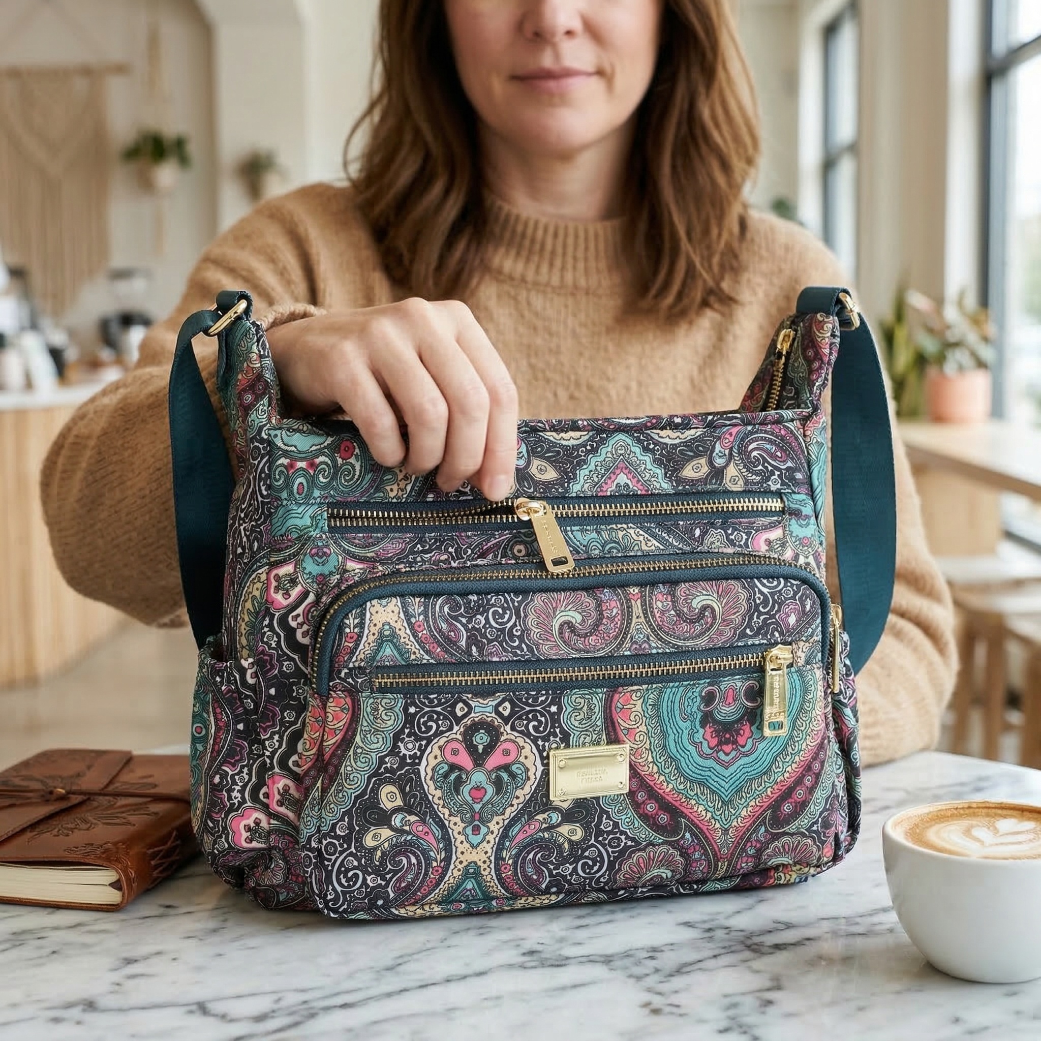 Women’s Large Capacity Crossbody Bag with Adjustable Strap, Lightweight Everyday Travel Purse