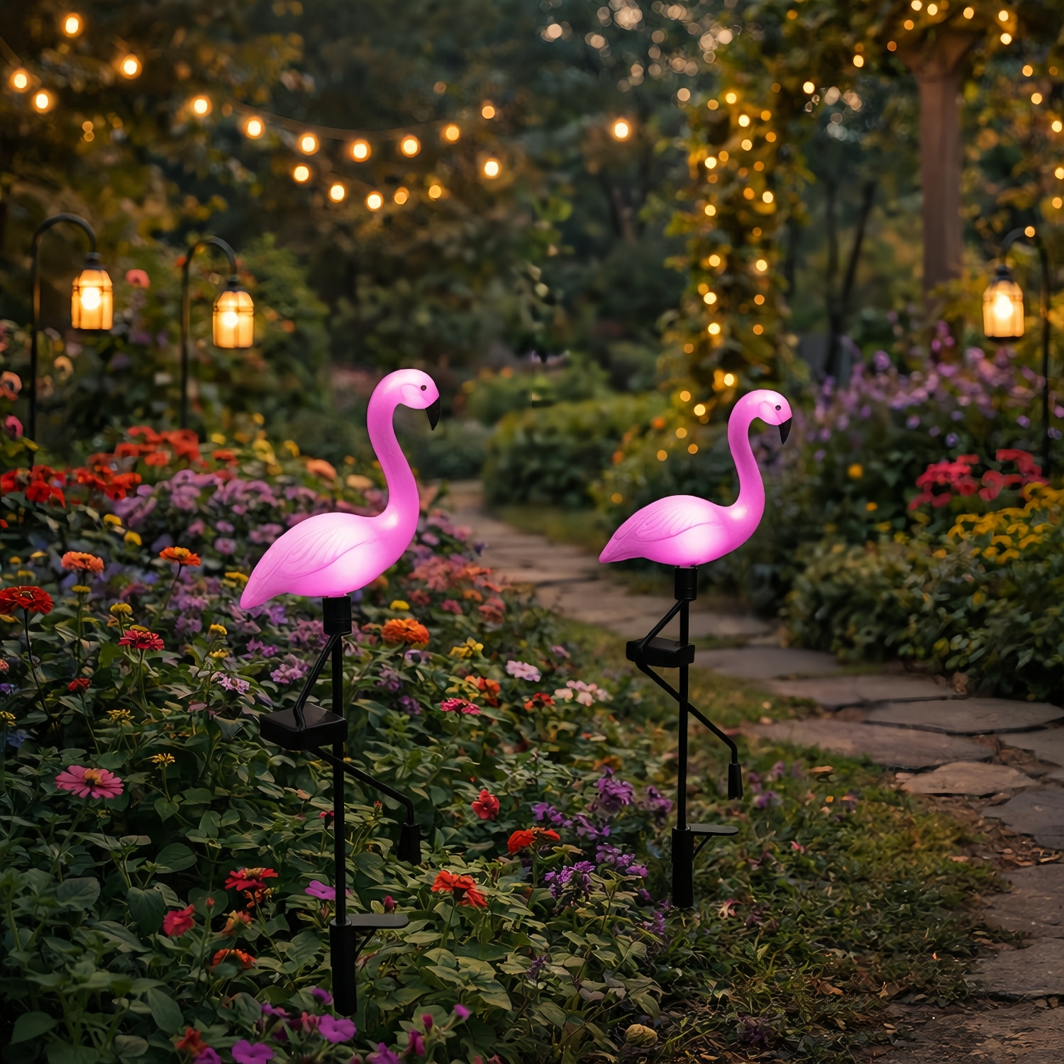 Solar Flamingo Garden Lights
