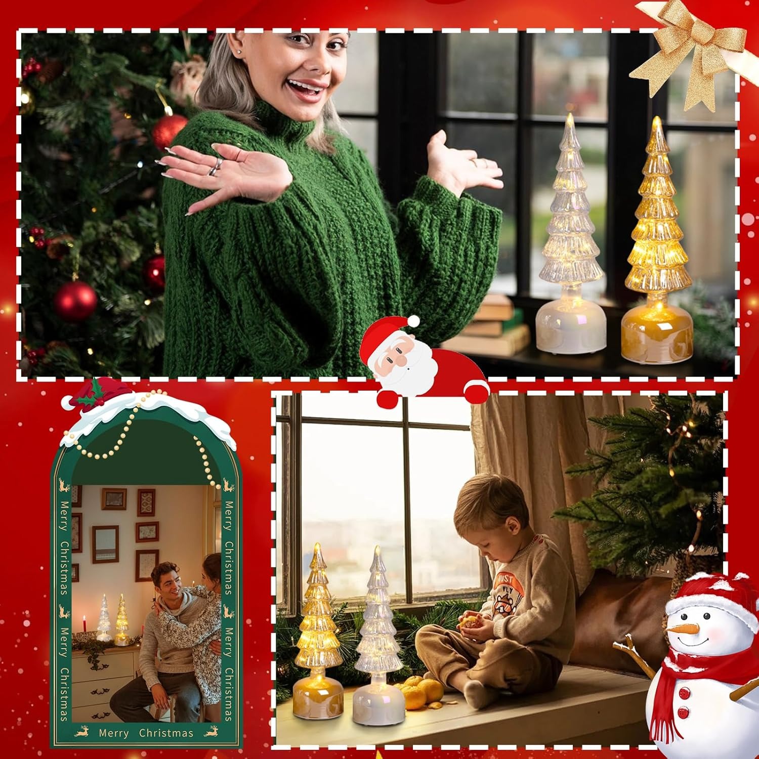 Rotating Mercury Glass Christmas Tree Decoration