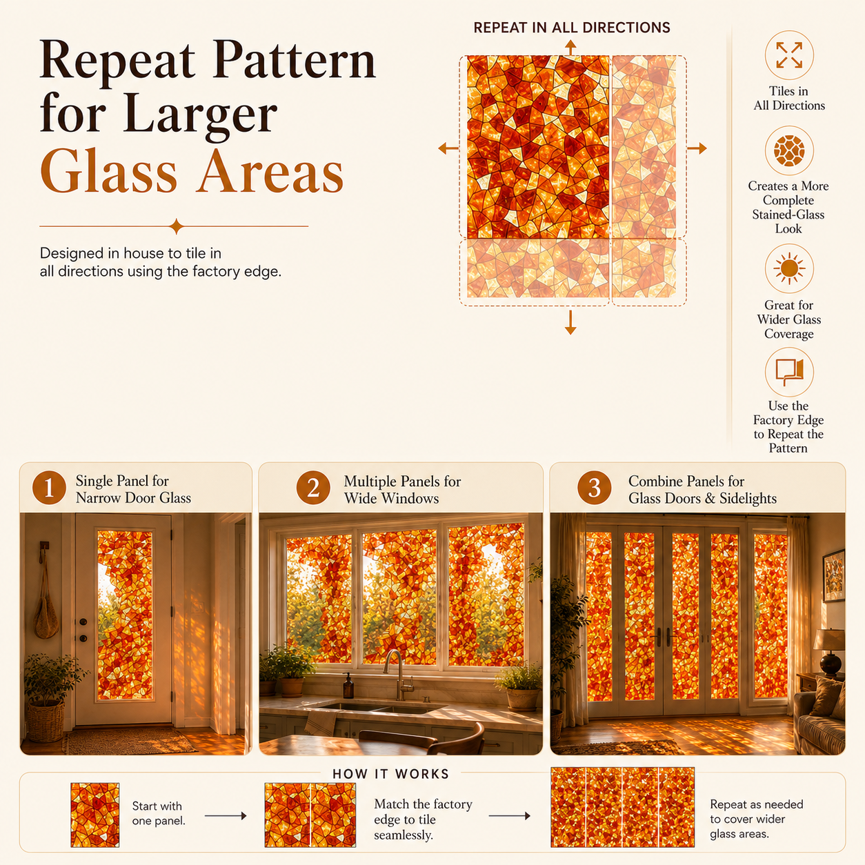 Amber Stained Glass Window Film