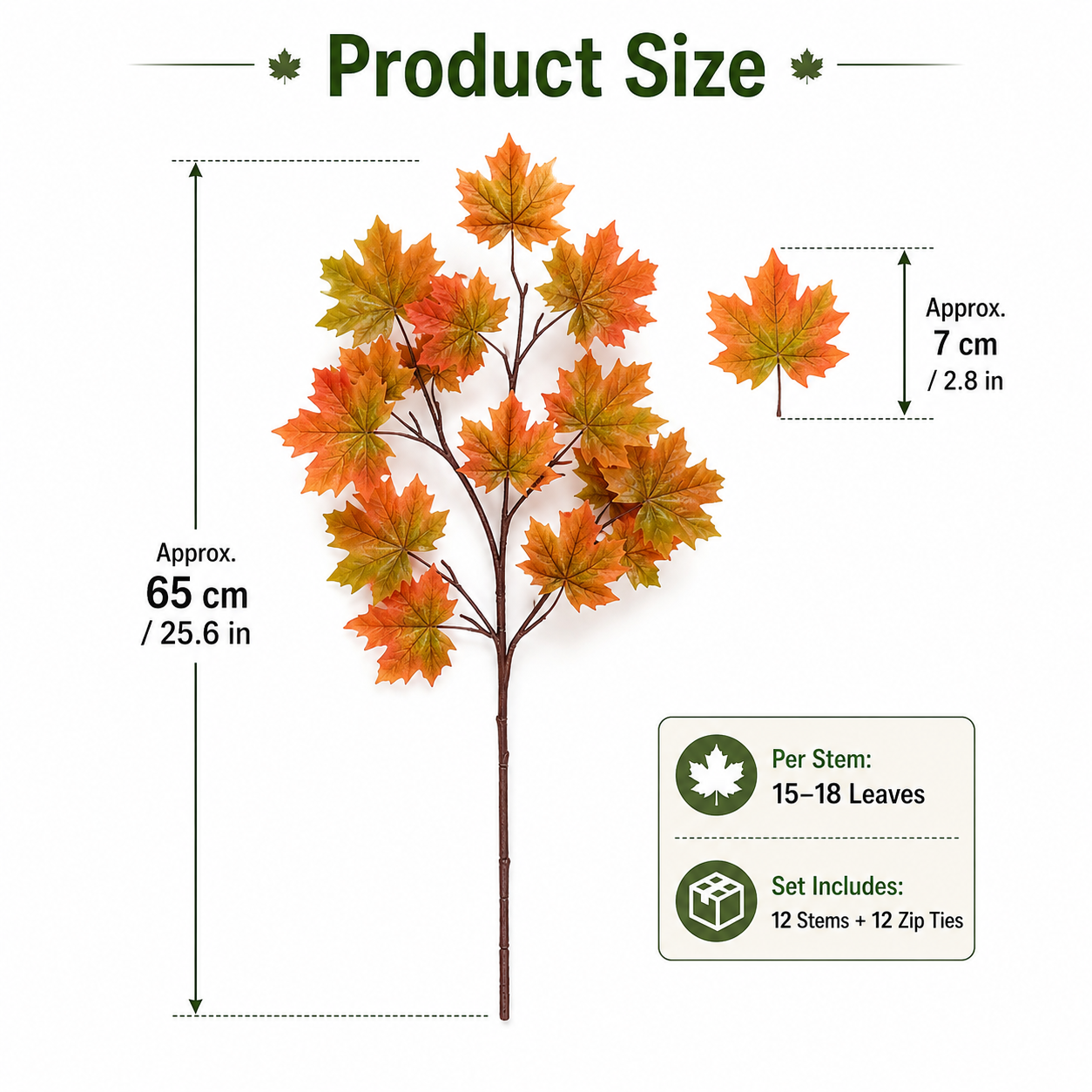 Artificial Fall Maple Leaf Stems