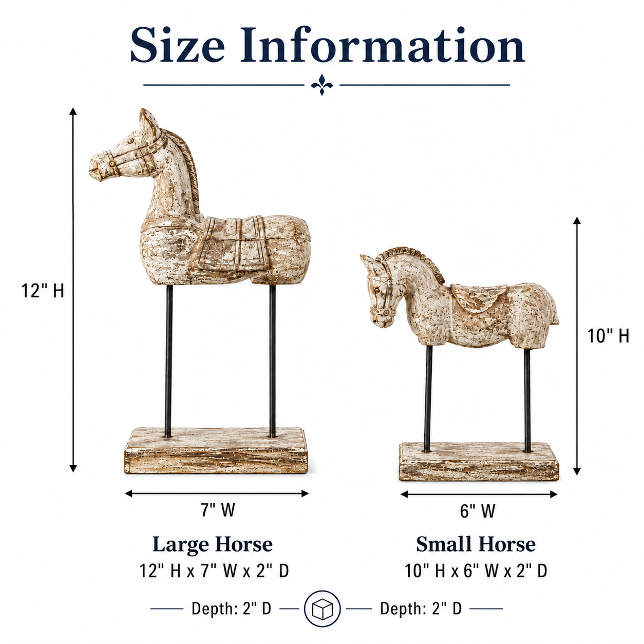 Set of 2 Vintage Weathered Horse Sculptures