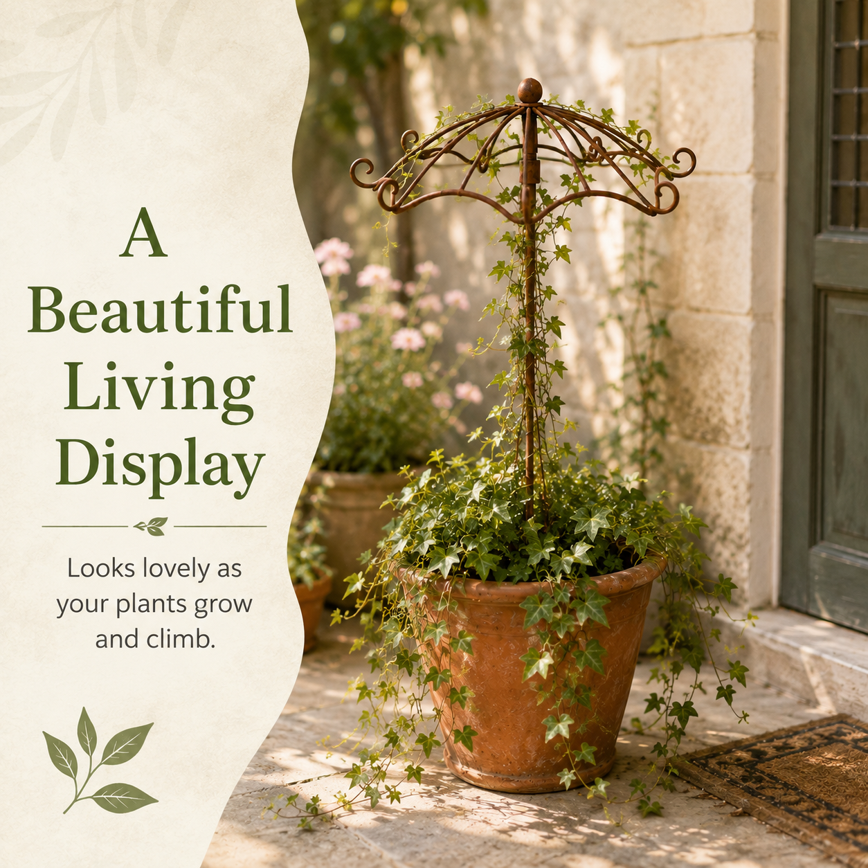 Vintage Wrought Iron Umbrella Garden Trellis