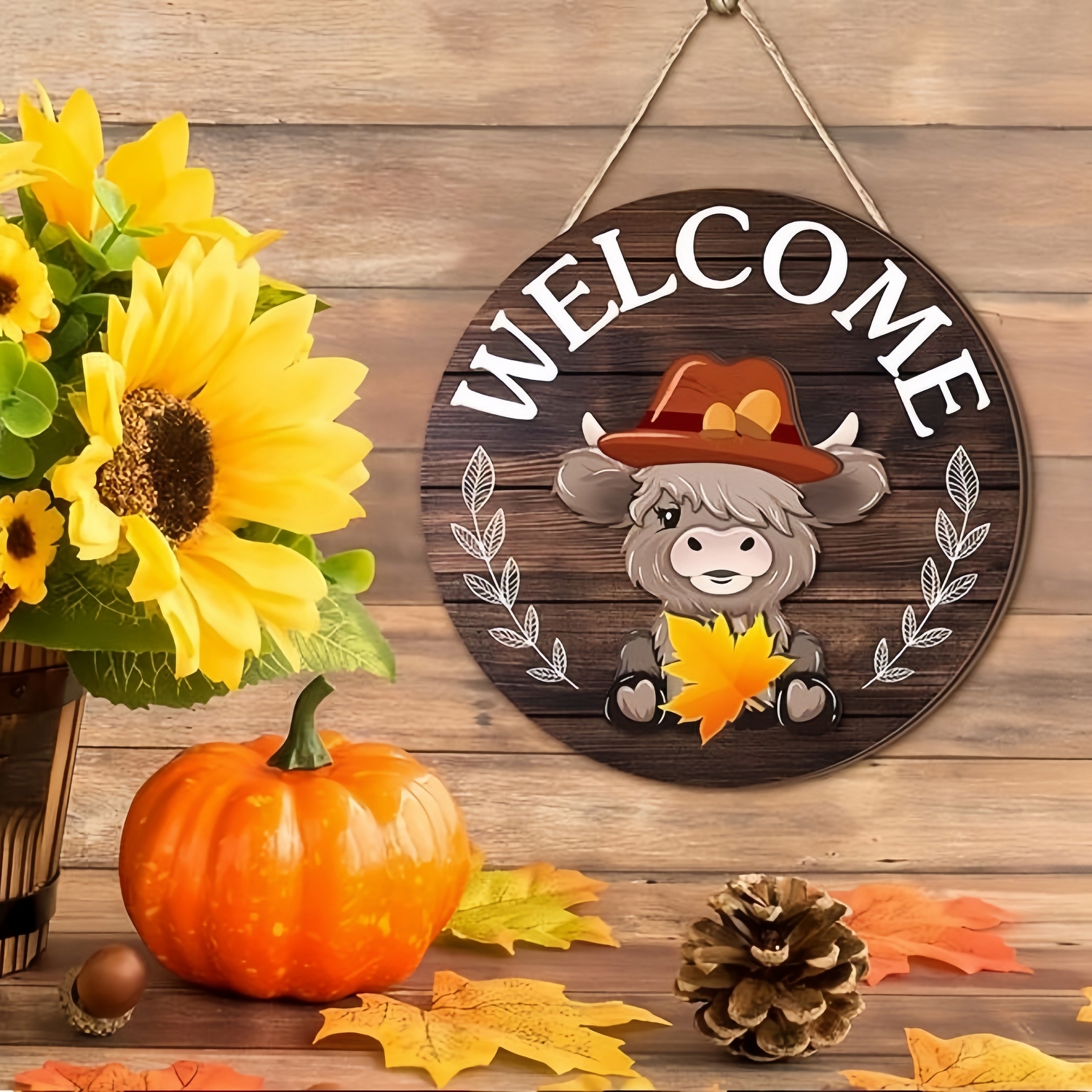 35Pcs Highland Cow Sign Interchangeable Welcome Sign