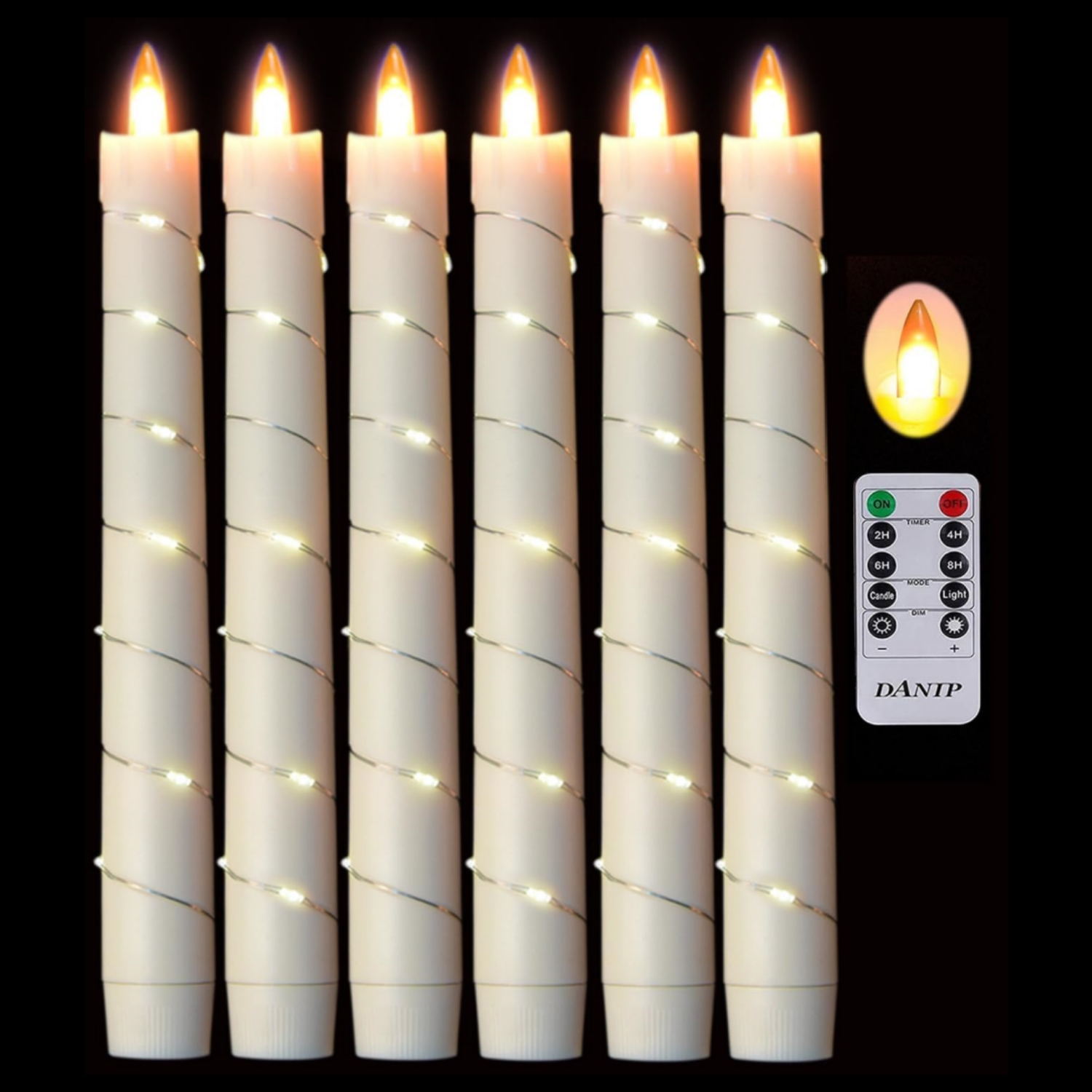 3 Pcs LED flameless Candle With Embedded Star Light String