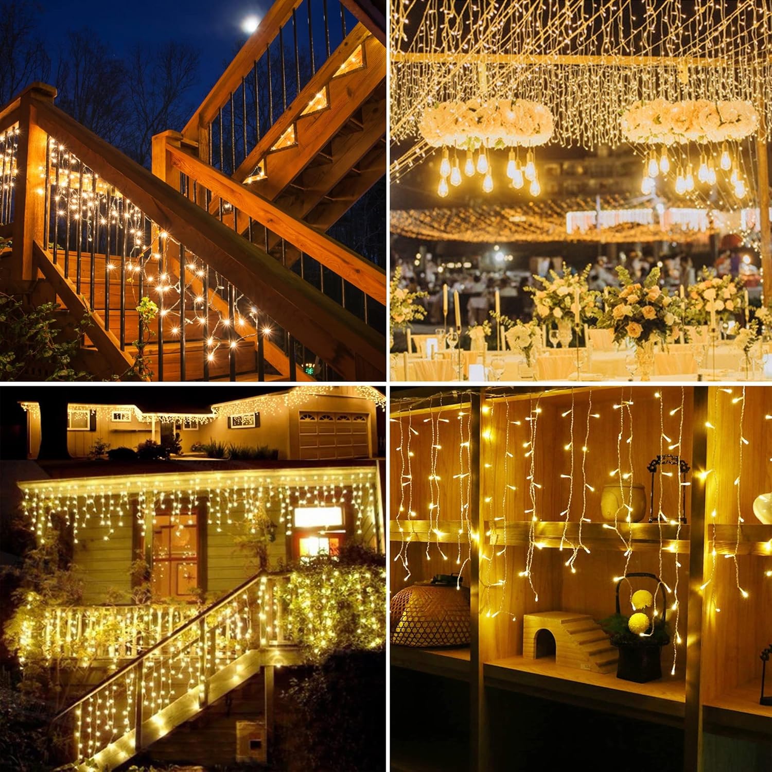 Outdoor Curtain String Lights with 8 Shining Modes