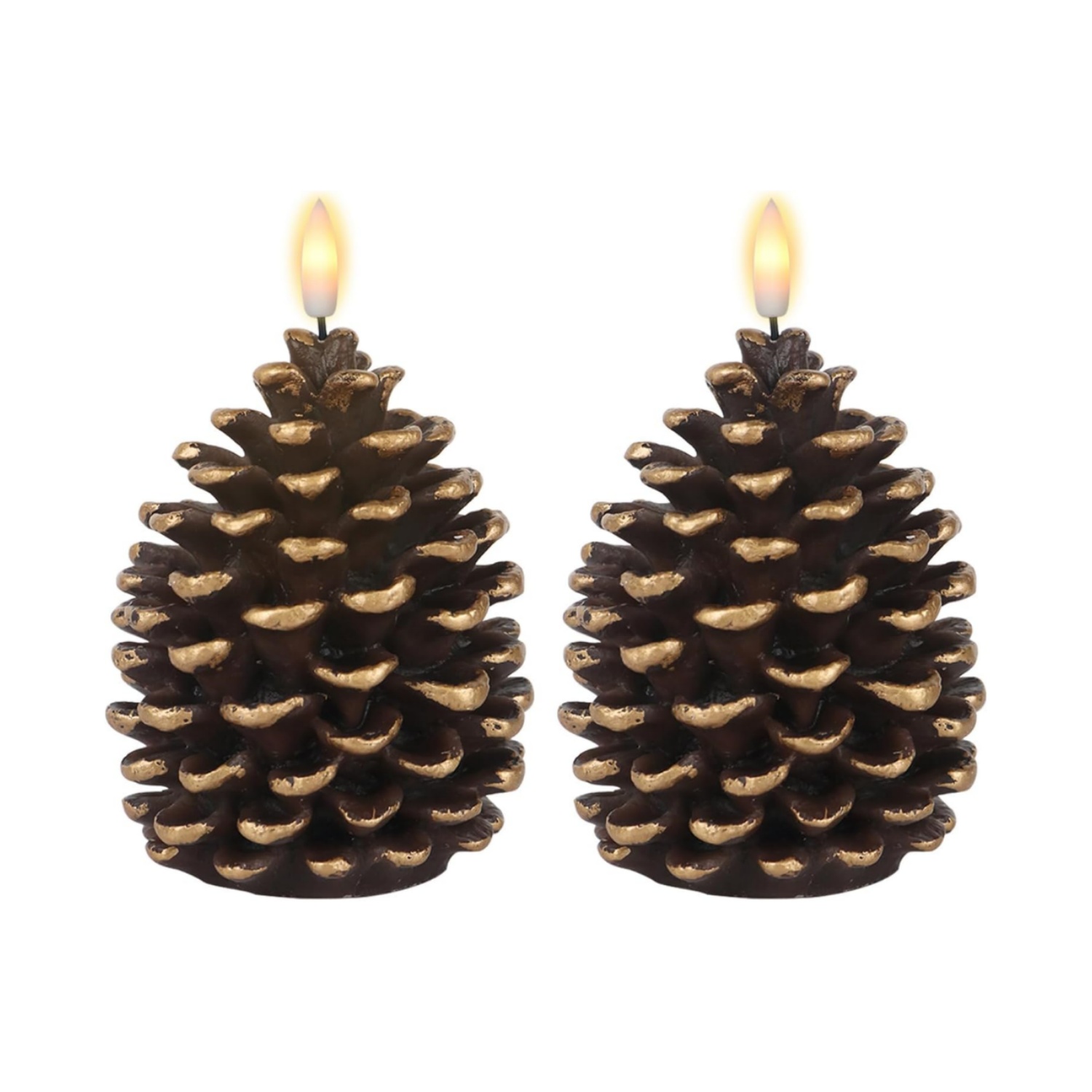 Flameless Pinecone Candles Battery Operated with 6 Hour Timer