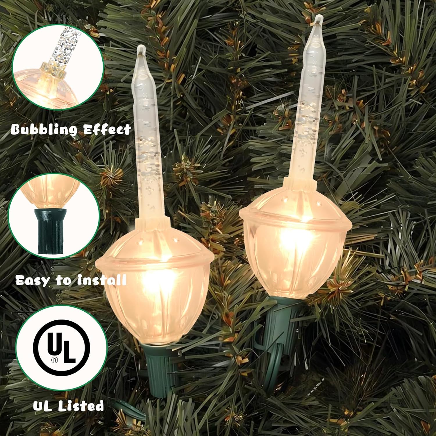 Christmas Bubble Lights - 7 Tradtional Bubble Light Set