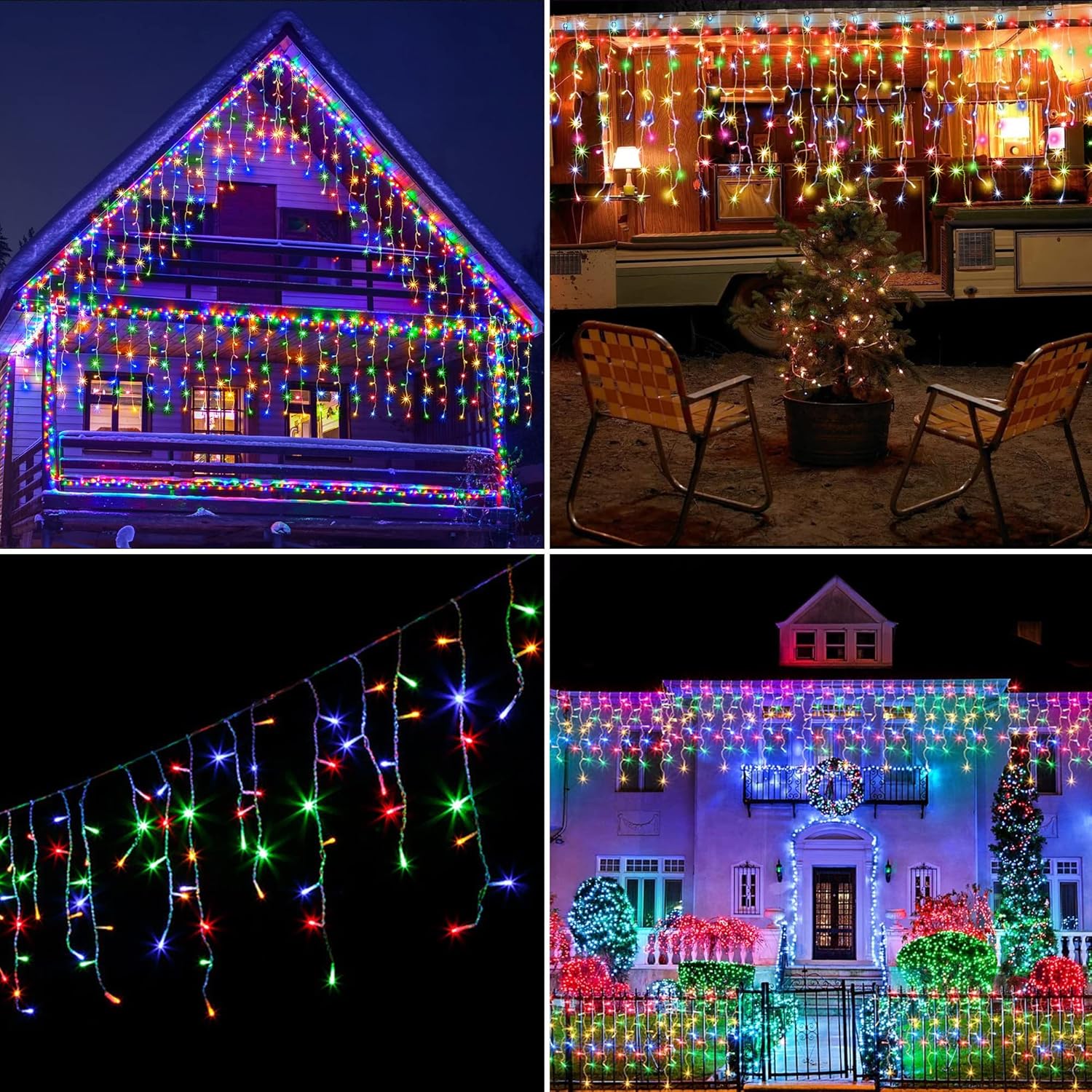 Outdoor Curtain String Lights with 8 Shining Modes