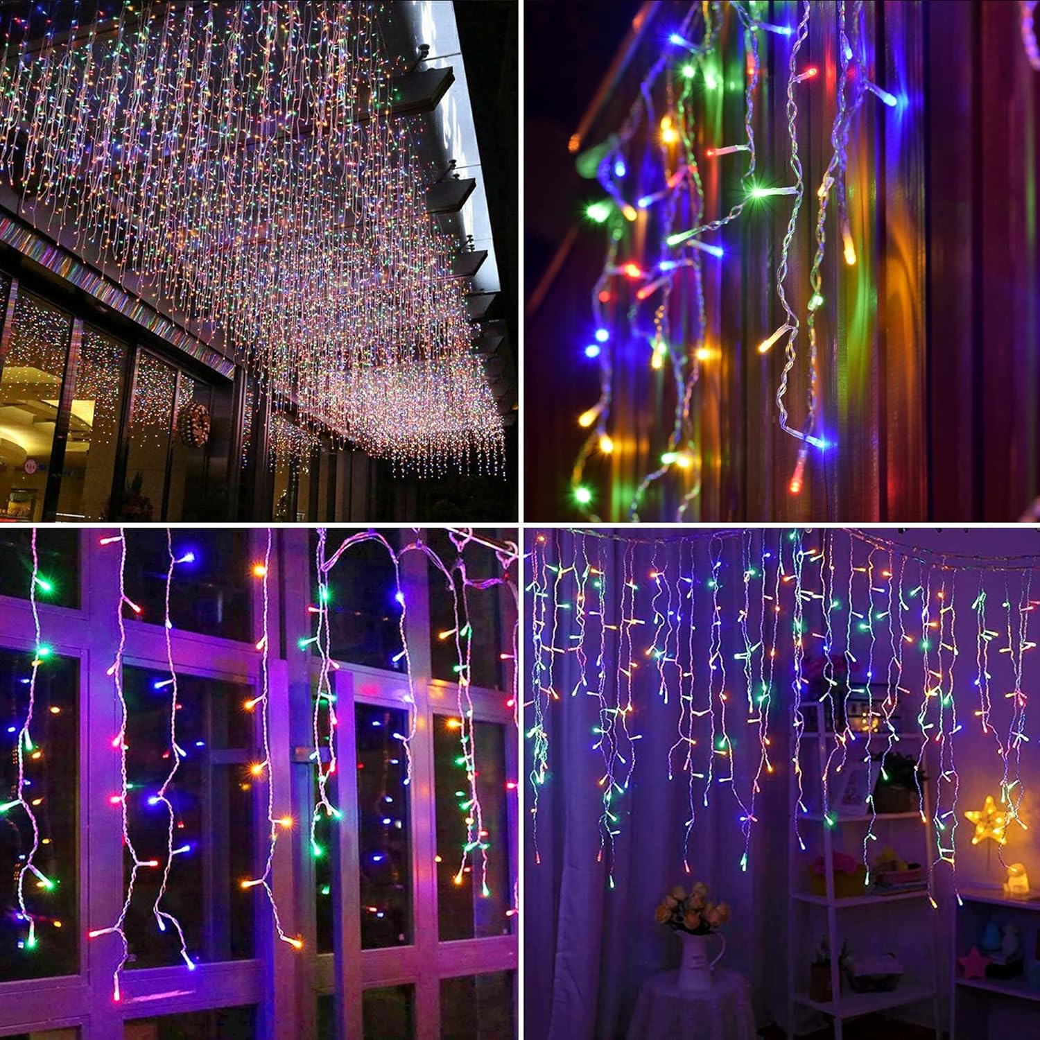 Outdoor Curtain String Lights with 8 Shining Modes