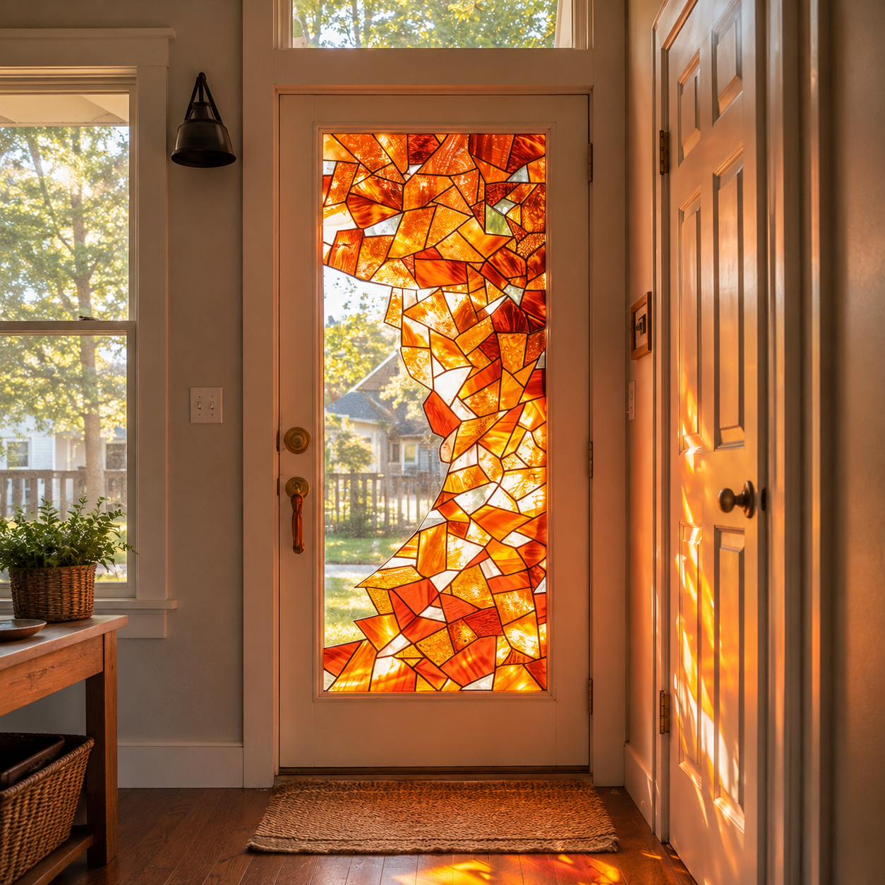 Amber Stained Glass Window Film