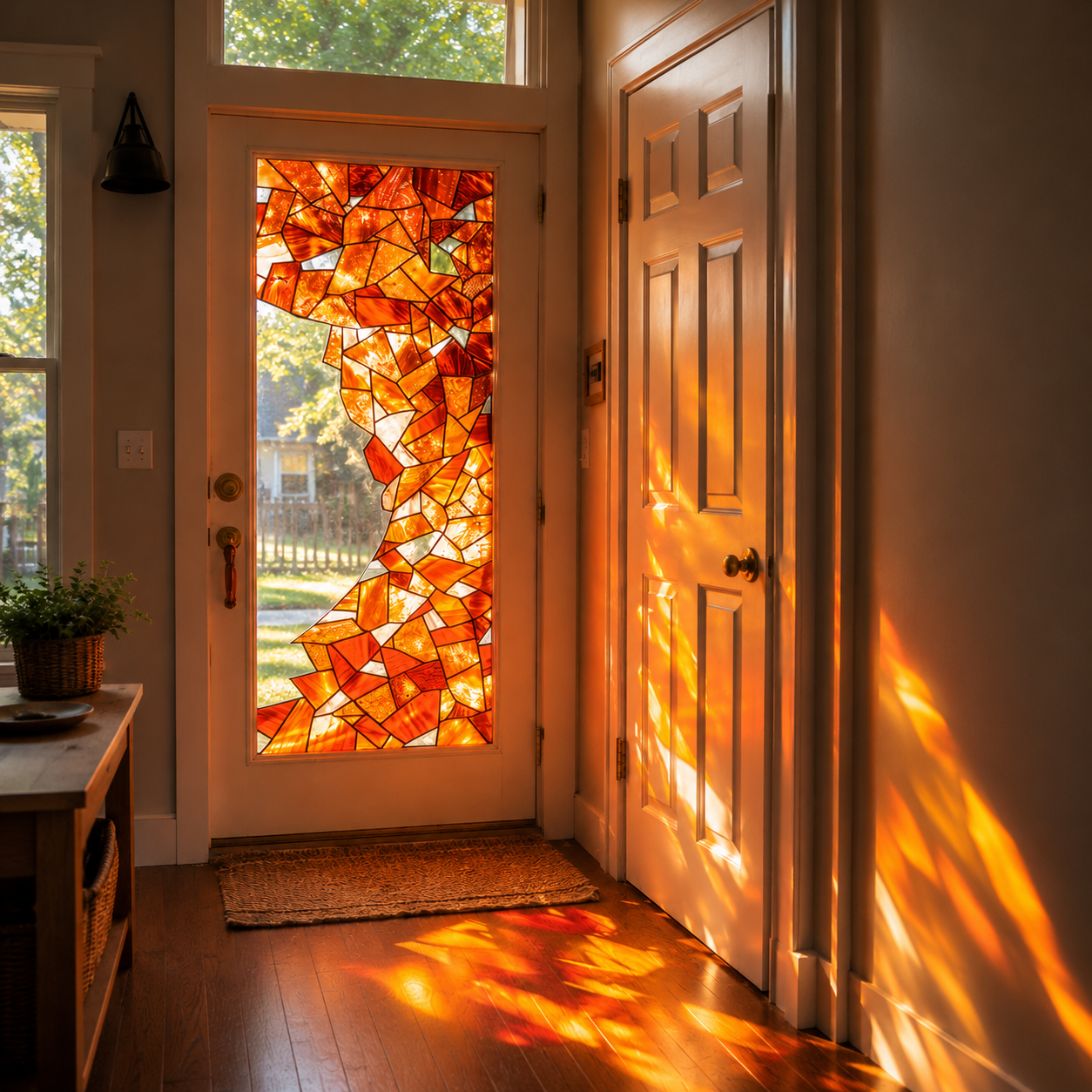 Amber Stained Glass Window Film