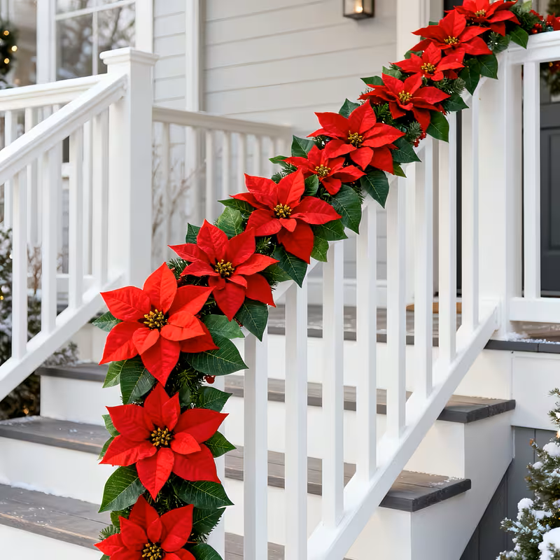 94.4 Inch Lifelike Artificial Poinsettia Vine