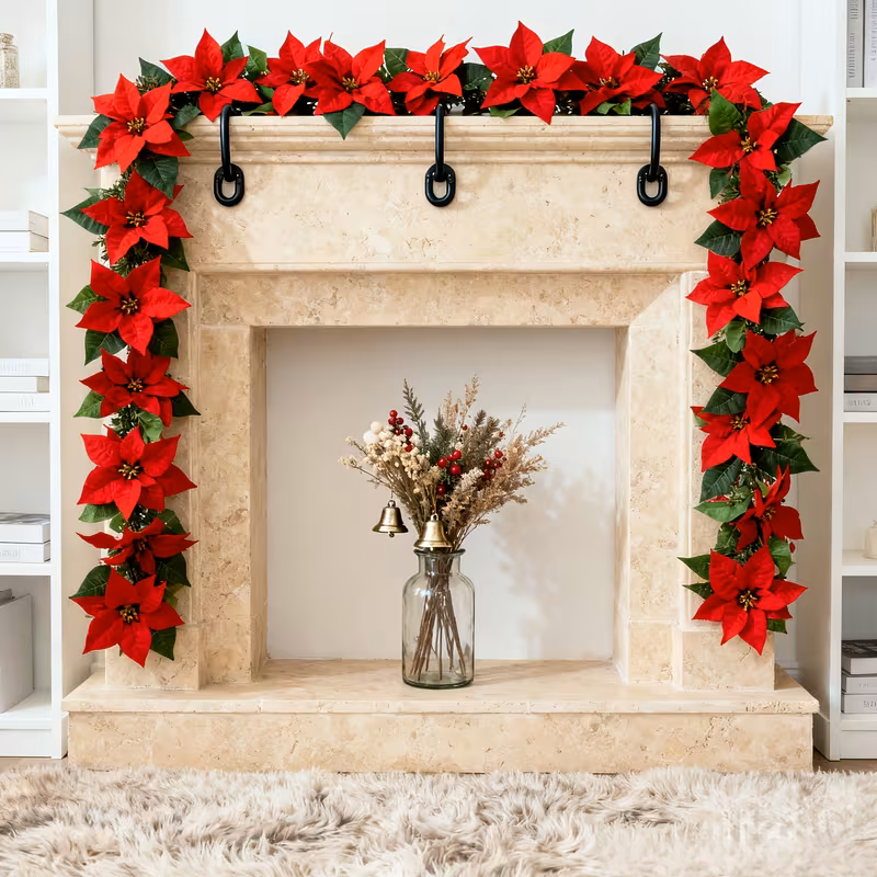 94.4 Inch Lifelike Artificial Poinsettia Vine