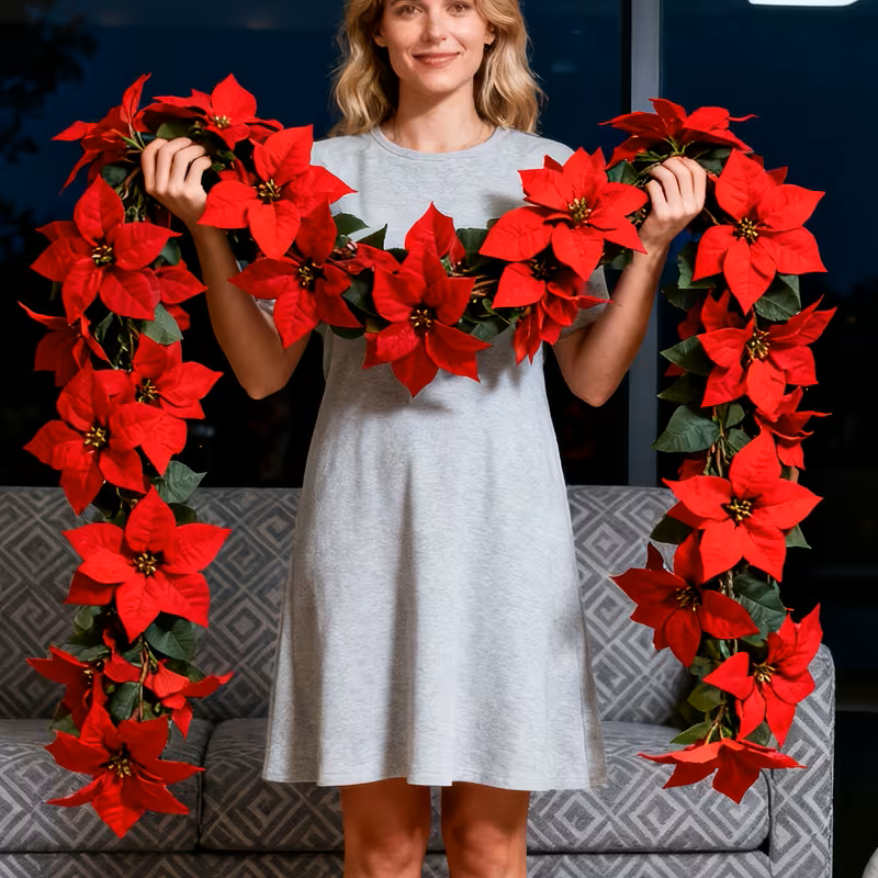 94.4 Inch Lifelike Artificial Poinsettia Vine