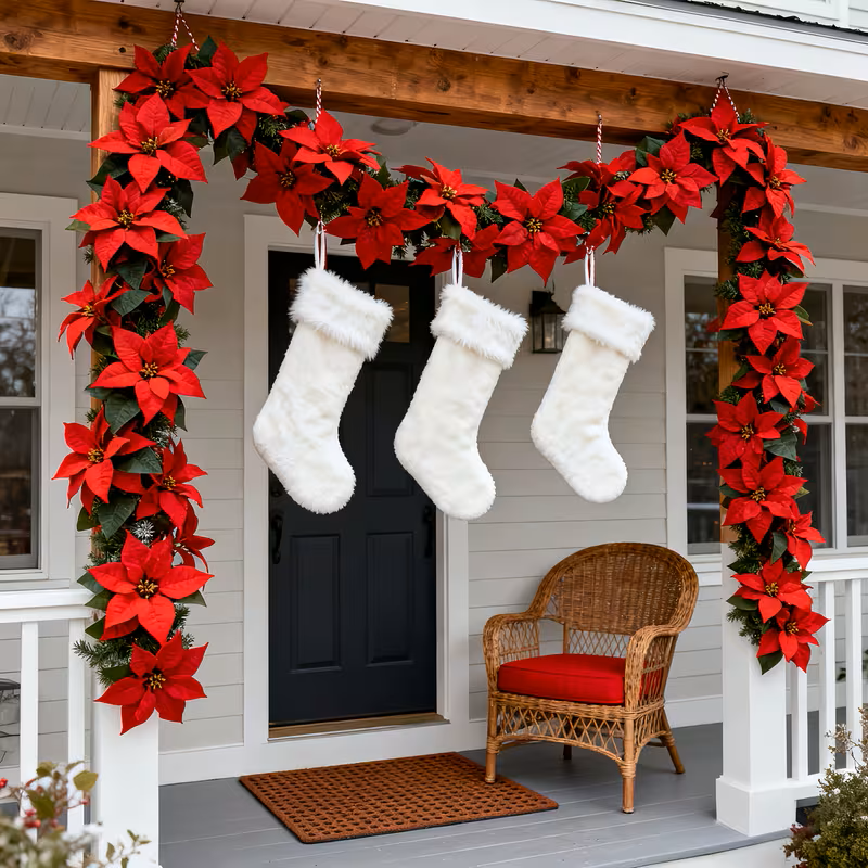 94.4 Inch Lifelike Artificial Poinsettia Vine