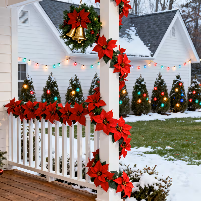 94.4 Inch Lifelike Artificial Poinsettia Vine