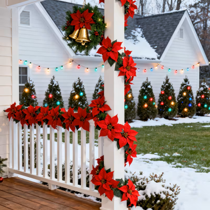 94.4 Inch Lifelike Artificial Poinsettia Vine