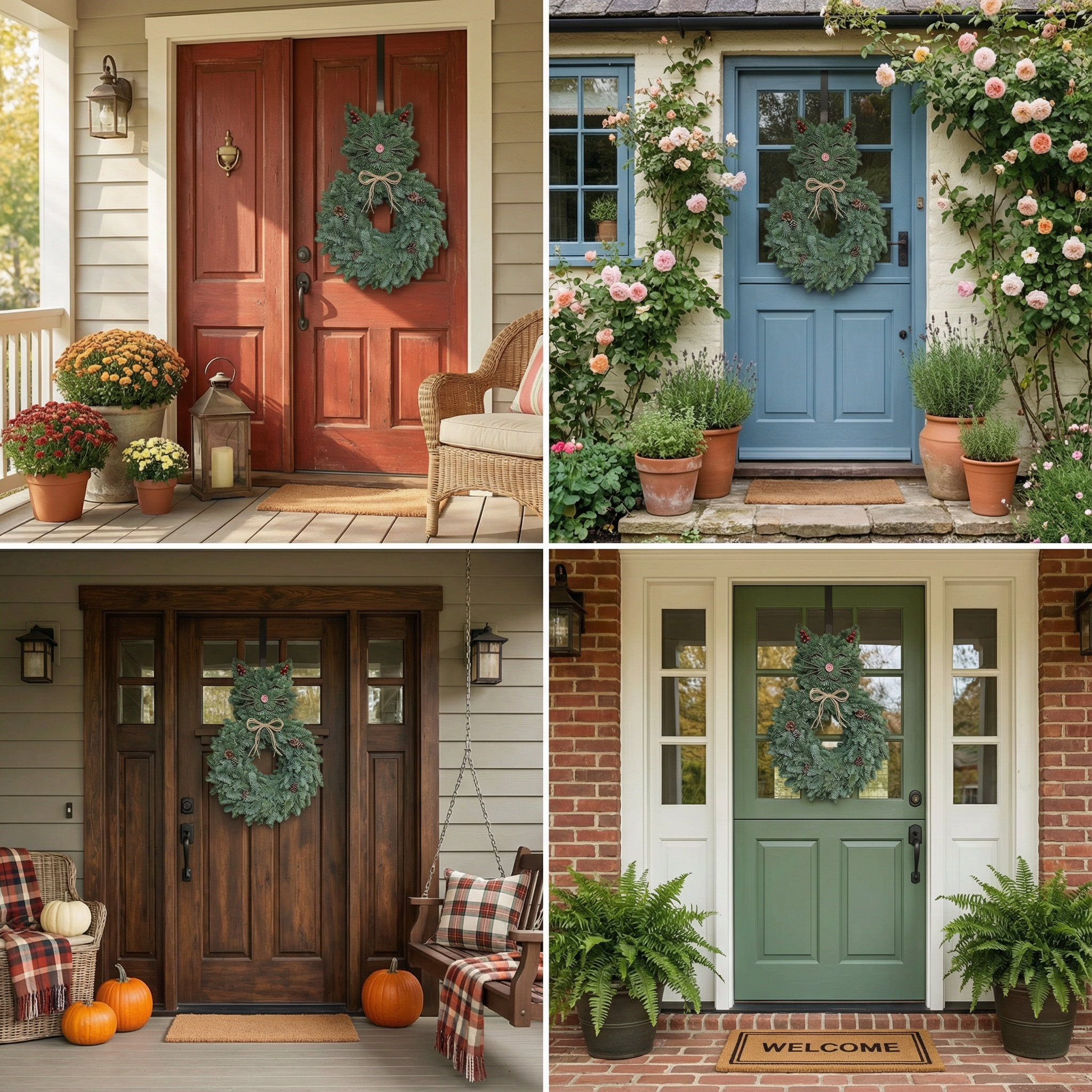 Purrfect Cat-Shaped Evergreen Wreath