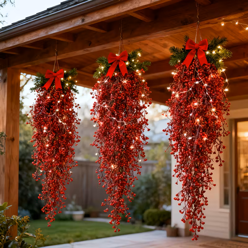 Red Berries Christmas Vine Artificial Vines