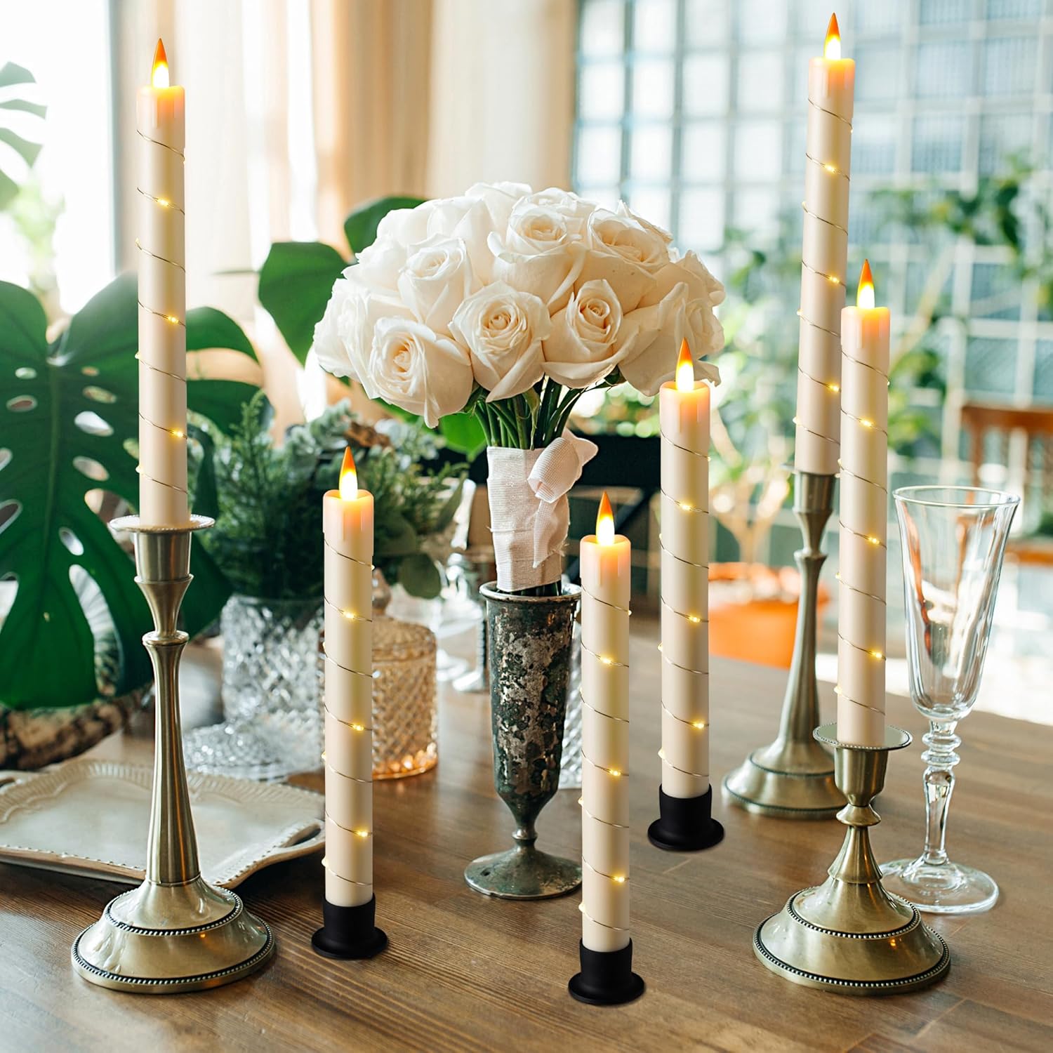 3 Pcs Flickering Flameless Battery Operated Taper Candle-Twinklehalo