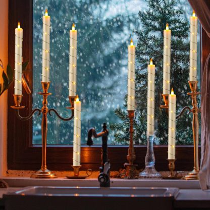 3 Pcs Flickering Flameless Battery Operated Taper Candle-Twinklehalo