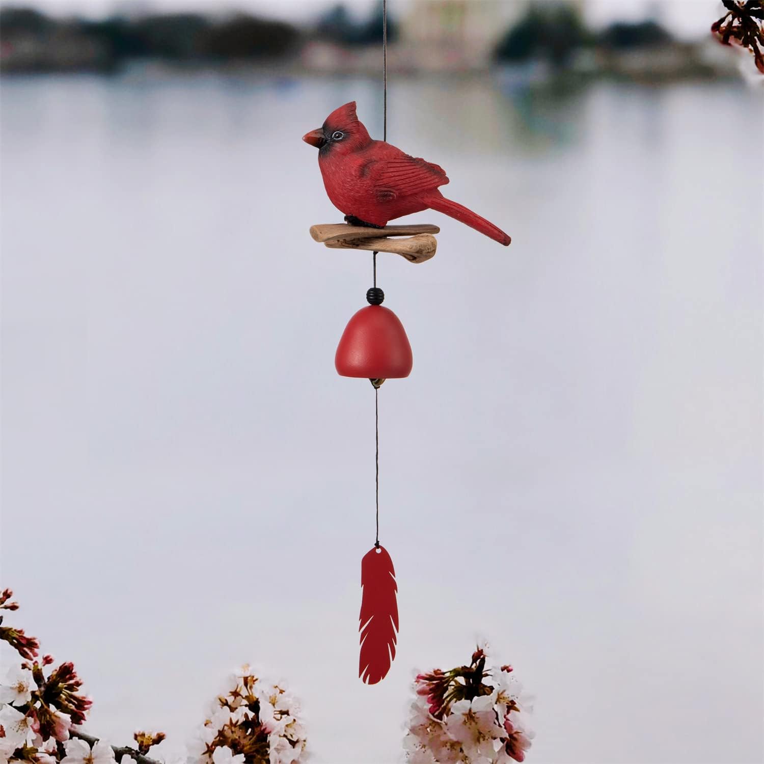 Cardinal Wind Chime Wood Carving Handmade