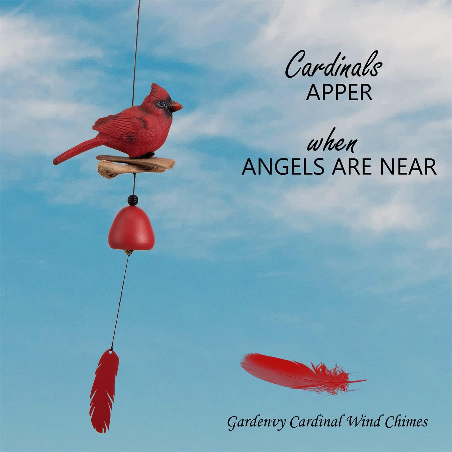 Cardinal Wind Chime Wood Carving Handmade