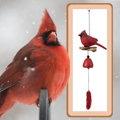 Cardinal Wind Chime Wood Carving Handmade