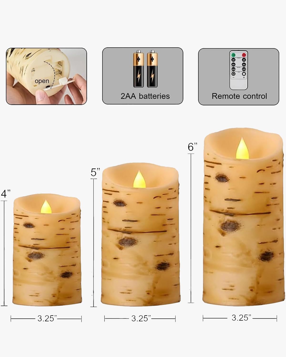 Flameless Candles Birch Bark Candle LED Candles-Twinklehalo