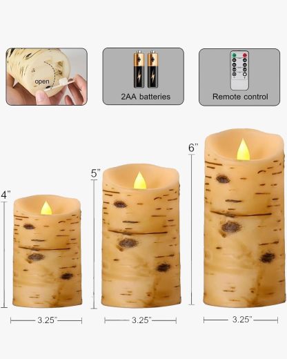Flameless Candles Birch Bark Candle LED Candles-Twinklehalo
