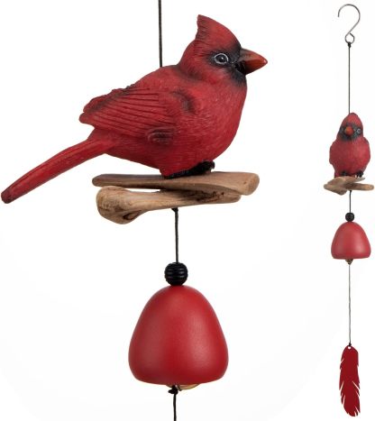 Cardinal Wind Chime Wood Carving Handmade
