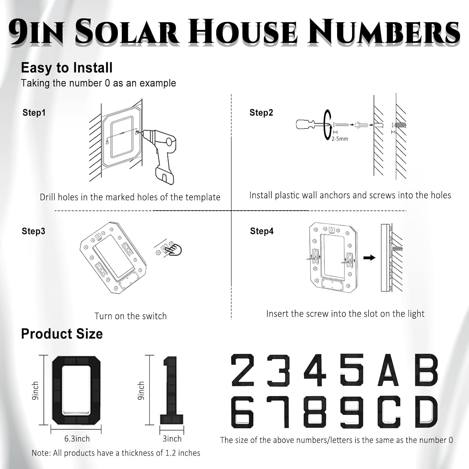 Solar Lighted House Numbers Waterproof LED Address Signs【Decorate your door number, DIY personalisation】