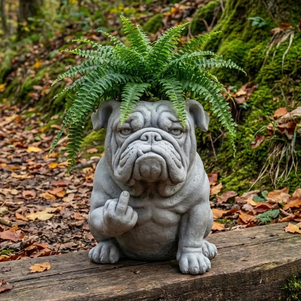 Funny Bulldog Planter Pot with Attitude for Indoor Outdoor Decor
